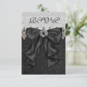 Silver Black Damask RSVP (Staand voorkant)