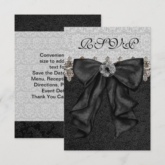 Silver Black Damask RSVP (Voorkant / Achterkant)