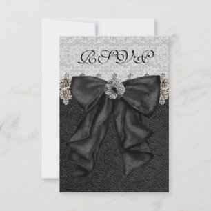 Silver Black Damask RSVP