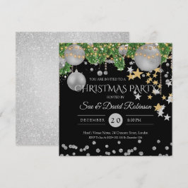 Silver Black Decor Kerstfeestdag Kaart