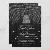 Silver Black Diamond Birthday Cake Sweet 16 Kaart (Voorkant / Achterkant)