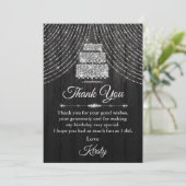 Silver Black Diamond Cake Birthday Party Bedankkaart (Staand voorkant)
