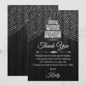 Silver Black Diamond Cake Birthday Party Bedankkaart (Voorkant / Achterkant)
