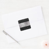 Silver Black diamond confetti shimmer sparkle chic Vierkante Sticker (Envelop)