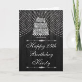 Silver Black Diamond Curtain Cake Birthday Kaart (Voorkant)