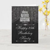Silver Black Diamond Curtain Cake Birthday Kaart (Gele Bloem)