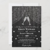 Silver Black Diamond Curtain Wedding Kaart (Voorkant)