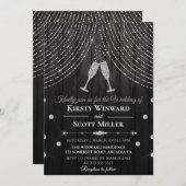 Silver Black Diamond Curtain Wedding Kaart (Voorkant / Achterkant)
