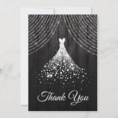 Silver & Black Diamond Dress Sweet 16 Bedankkaart (Achterkant)