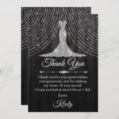 Silver Black Diamond Dress Sweet 16 Bedankkaart (Voorkant / Achterkant)