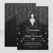 Silver Black Diamond Perfume Fles Quinceanera Kaart (Voorkant / Achterkant)