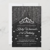 Silver Black Diamond Tiara Birthday Kaart (Voorkant)