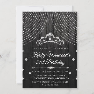 Silver Black Diamond Tiara Birthday Kaart