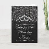 Silver Black Diamond Tiara Birthday Kaart (Voorkant)