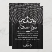 Silver Black Diamond Tiara Quinceanera Bedankkaart (Voorkant / Achterkant)
