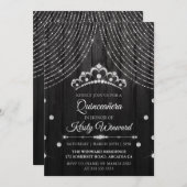 Silver Black Diamond Tiara Quinceanera Kaart (Voorkant / Achterkant)