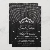 Silver Black Diamond Tiara Sweet 16 Kaart (Voorkant / Achterkant)