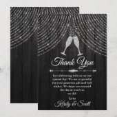 Silver Black Diamond Wedding Bedankkaart (Voorkant / Achterkant)