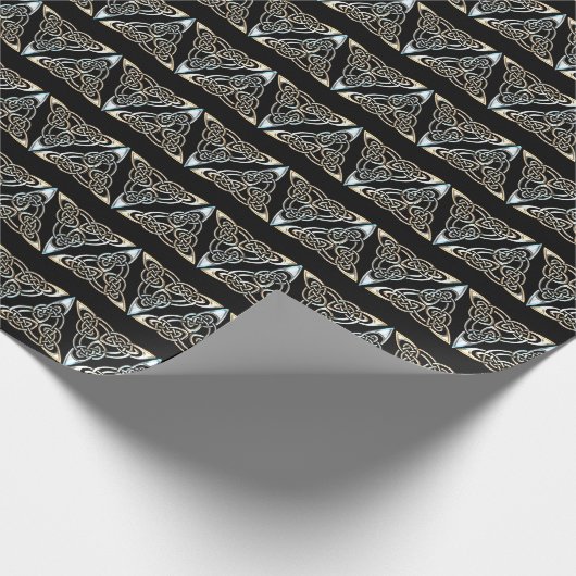 Silver Black Driangle Spirals Celtic Knot Design Cadeaupapier (Hoek)