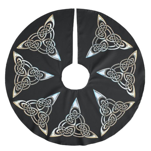 Silver Black Driangle Spirals Celtic Knot Design Kerstboom Rok (Voorkant)