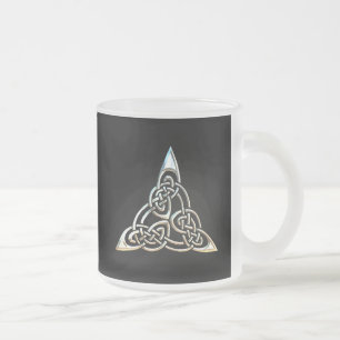 Silver Black Driangle Spirals Celtic Knot Design Matglas Koffiemok