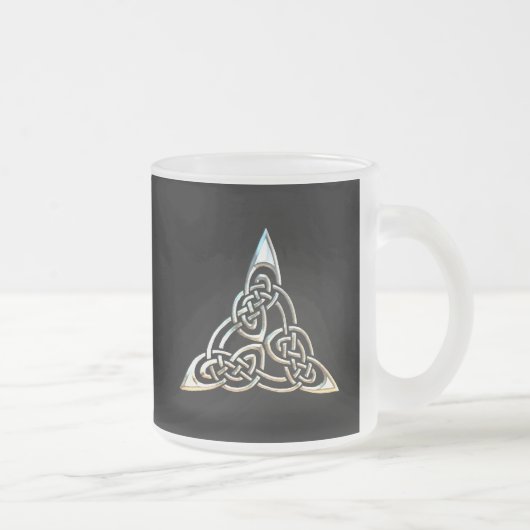 Silver Black Driangle Spirals Celtic Knot Design Matglas Koffiemok (Rechts)