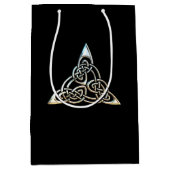 Silver Black Driangle Spirals Celtic Knot Design Medium Cadeauzakje (Voorkant)