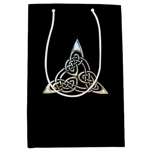 Silver Black Driangle Spirals Celtic Knot Design Medium Cadeauzakje (Voorkant)