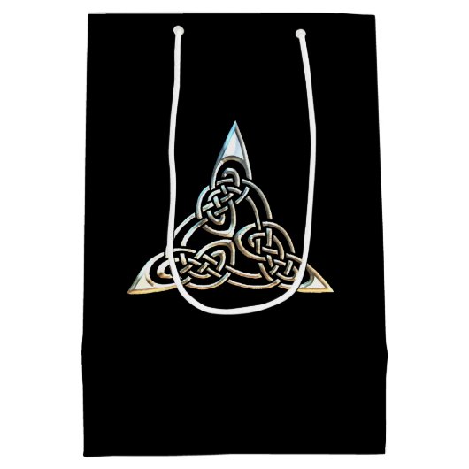 Silver Black Driangle Spirals Celtic Knot Design Medium Cadeauzakje (Achterkant)