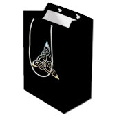 Silver Black Driangle Spirals Celtic Knot Design Medium Cadeauzakje (Achterkant Gekanteld)