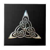 Silver Black Driangle Spirals Celtic Knot Design Tegeltje (Voorkant)