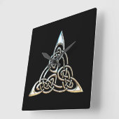 Silver Black Driangle Spirals Celtic Knot Design Vierkante Klok (Hoek)