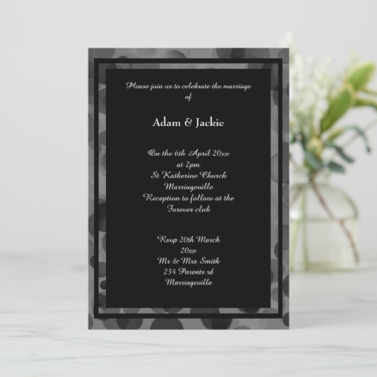 SILVER BLACK EELEGANT BOKEH ONTWERPLAYER WEDDING KAART (Staand voorkant)