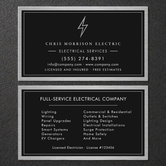 Silver & Black Electrical Services Electrician Visitekaartje