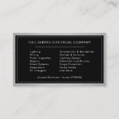 Silver & Black Electrical Services Electrician Visitekaartje (Achterkant)