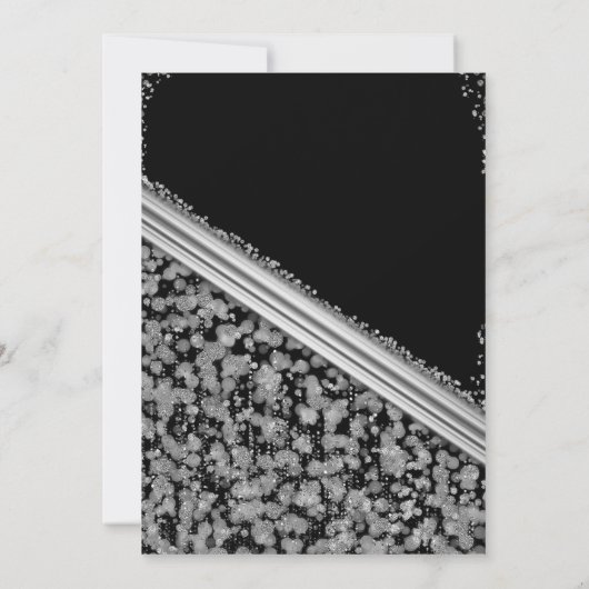 Silver & Black Elegant Glam Engagement Party Kaart (Achterkant)