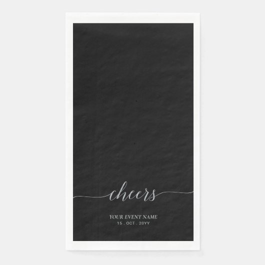 Silver & Black Elegant Script Cheers Event Party Servet (Voorkant)