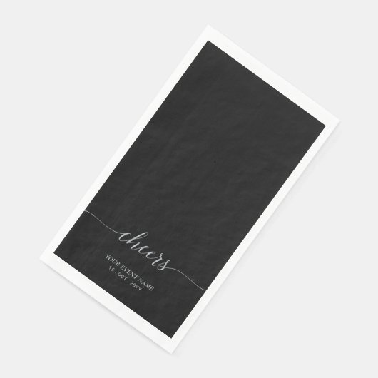 Silver & Black Elegant Script Cheers Event Party Servet (Hoek)