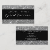 Silver Black Elegant Sparkly Eyelash Extensions Visitekaartje (Voorkant / Achterkant)