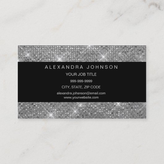 Silver Black Elegant Sparkly Eyelash Extensions Visitekaartje (Achterkant)