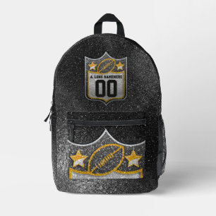 Silver Black en Gold Glitter Football Jersey Bedrukte Rugzak