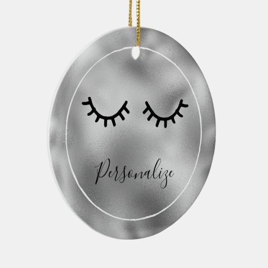 Silver Black Eyelashes Keramisch Ornament (Rechts)