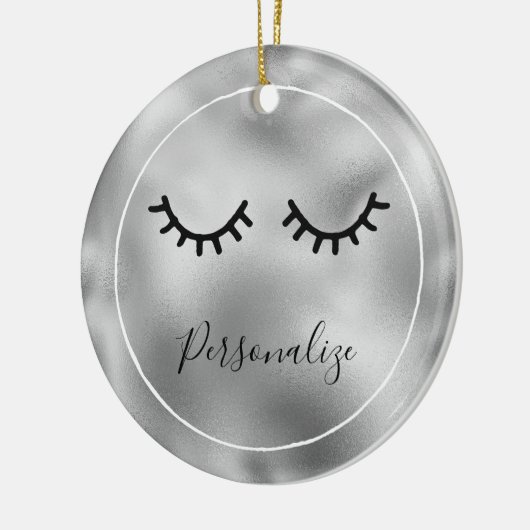 Silver Black Eyelashes Keramisch Ornament (Links)