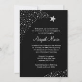 Silver Black Falling Stars Bat Mitzvah Kaart (Voorkant)