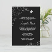Silver Black Falling Stars Bat Mitzvah Kaart (Staand voorkant)