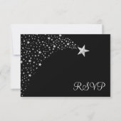 Silver Black Falling Stars Bat Mitzvah RSVP (Voorkant)