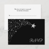 Silver Black Falling Stars Bat Mitzvah RSVP (Voorkant / Achterkant)