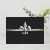 Silver Black Fleur de Lis Event I Kaart (Staand voorkant)