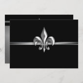 Silver Black Fleur de Lis Event I Kaart (Voorkant / Achterkant)