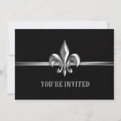 Silver Black Fleur de Lis Event Kaart (Voorkant)